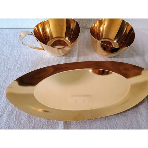 Lifetime Paul Revere Cream, Sugar & Tray Set 24 KT Gold Electroplate - Picture 4 of 8